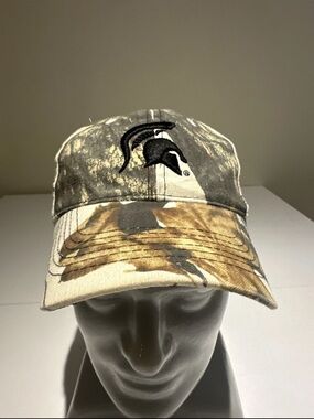 Signature Camo Baseball Cap with Spartan Helmet Logo - Brown & Green